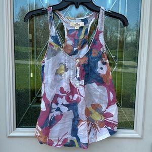 Hollister floral button up tank top EUC size XS